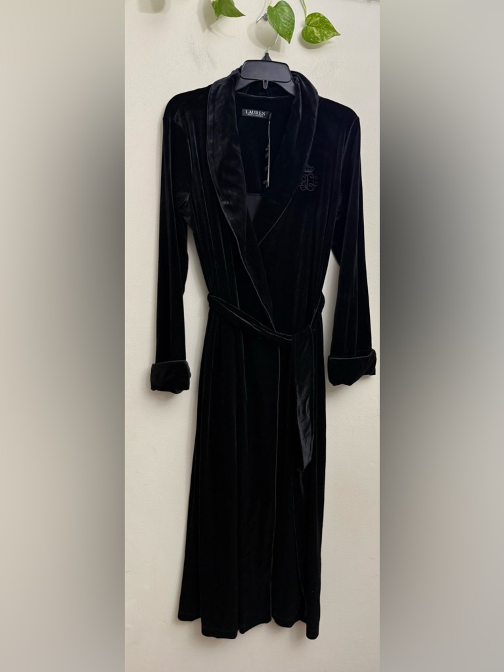 Ralph Lauren Black Velvet Wrap Dress with Belt